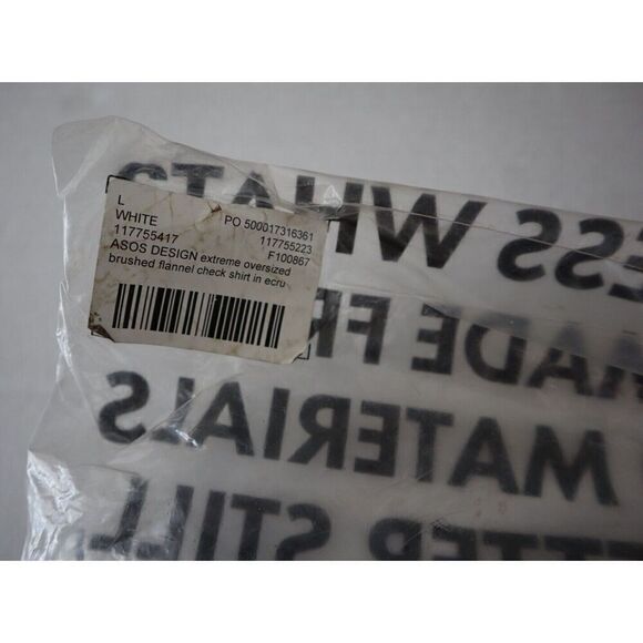 ASOS Design Men Sz L Ecru White Extreme Oversized Brushed Flannel L/S Shirt - Picture 5 of 8